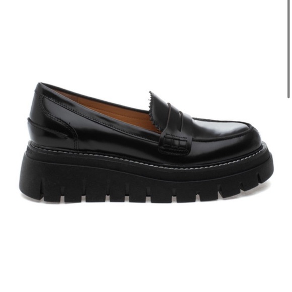 J/SLIDES Shoes - NWT J/SLIDES TYLER Black Leather Platform Penny Loafer